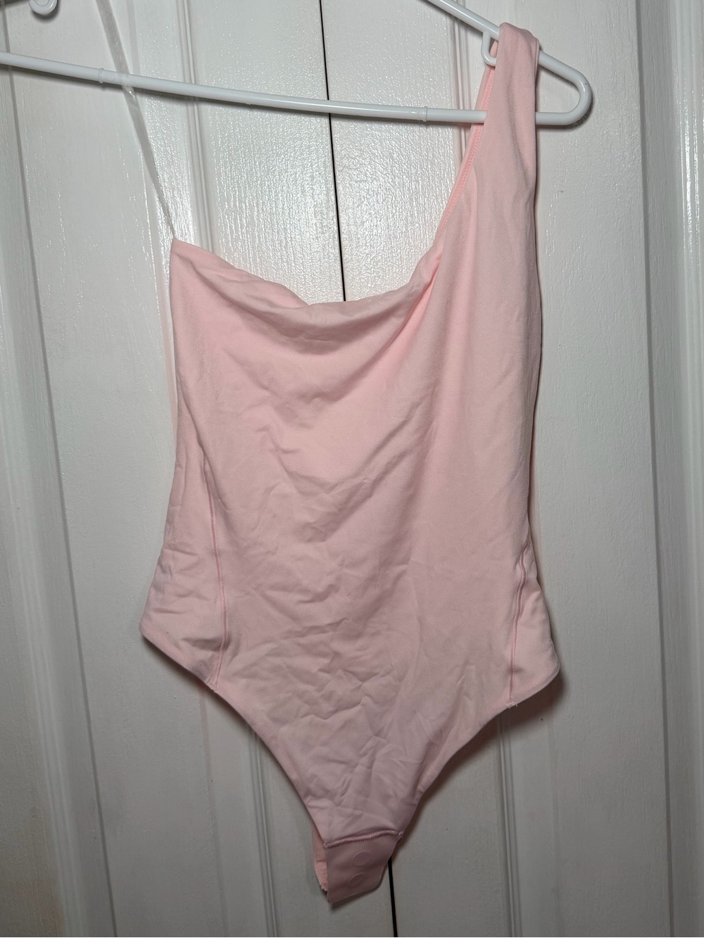 Lululemon Wundermost ultra soft nulu assymetrical bodysuit pink